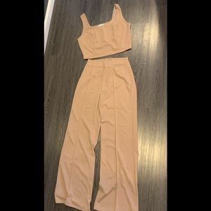 NEW Nude blush colored Fashion Nova 2pc pant suit